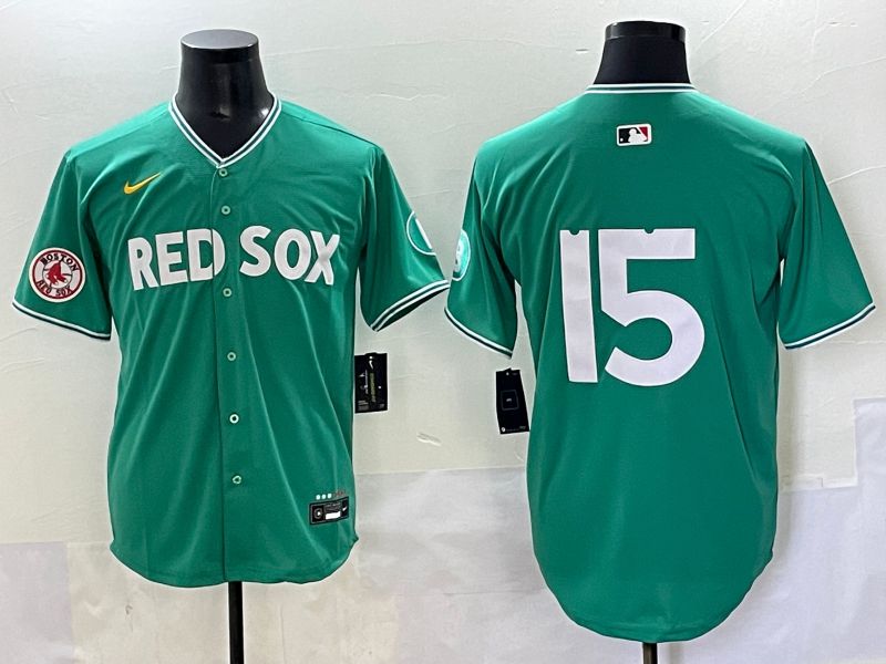 Men 2025 Boston Red Sox #15 No Name Dark Green Joint Name Nike MLB Jersey style 8